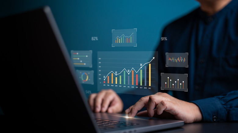 Woman doing some research on her laptop