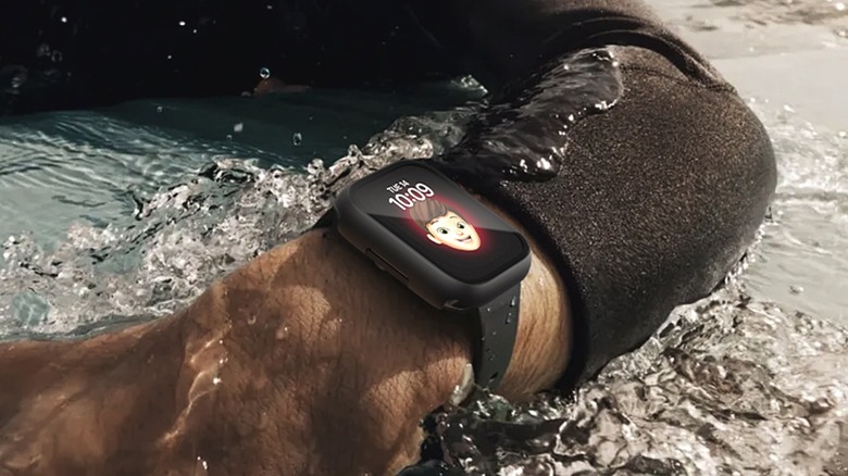 Wearing an Apple Watch in a swimming pool.