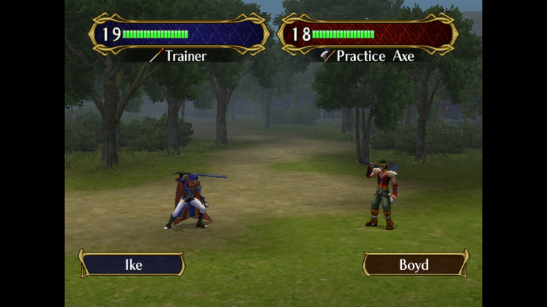 A screenshot from the game Fire Emblem: Path of Radiance from the GameCube console running on the Dolphin emulator