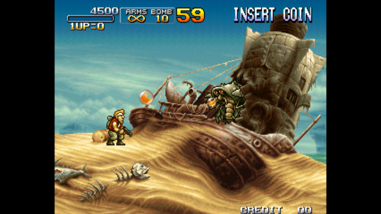 A screenshot from the game Metal Slug 3 from the NeoGeo arcade running on the MAME emulator