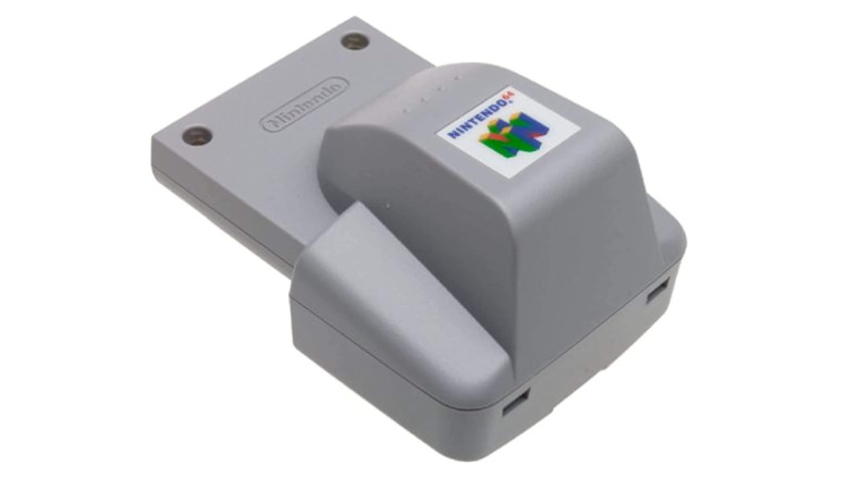 The Nintendo 64 Rumble Pak on a white background