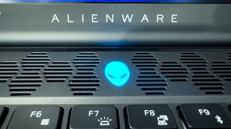 Close-up of an Alienware laptop