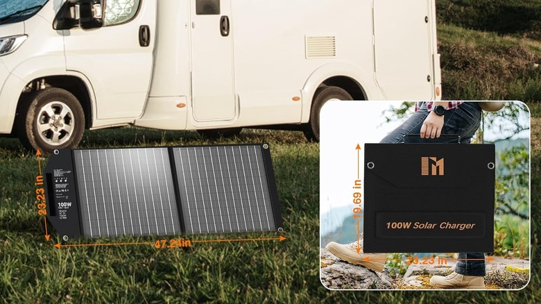 Product image of the Mesuvida portable solar panel with direct USB charging