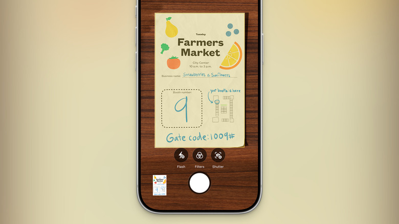 Scanning a flyer with Apple Notes.