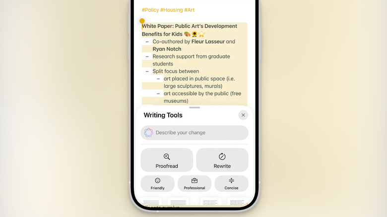 Using Apple Intelligence to proofread and rewrite text.