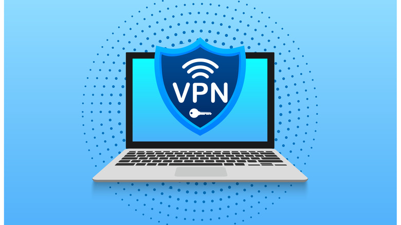 A vector of a VPN logo on a laptop
