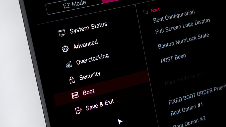 The BIOS settings of a computer, which shows overclocking as an option