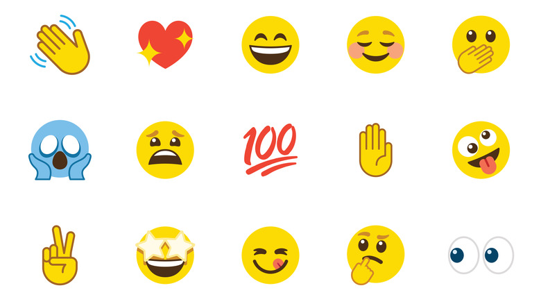 A bunch of emojis on a white screen