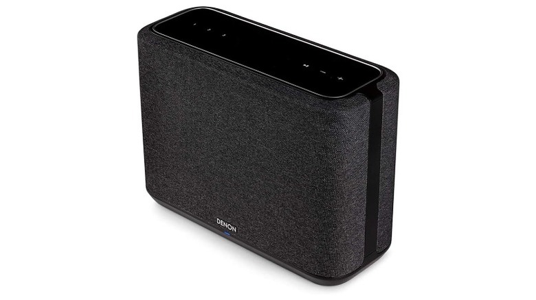 Black Denon speaker with control panel on top