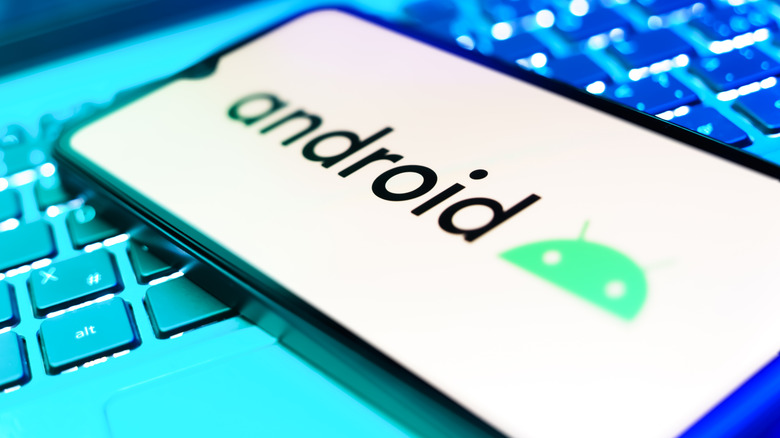 A phone screen showing the Android logo