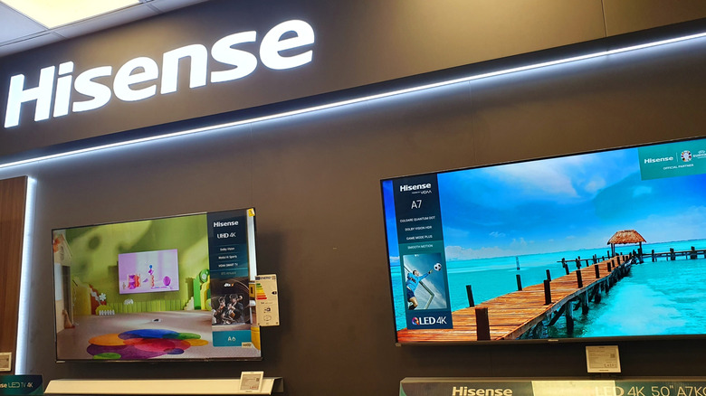 Hisense TVs displayed in a store