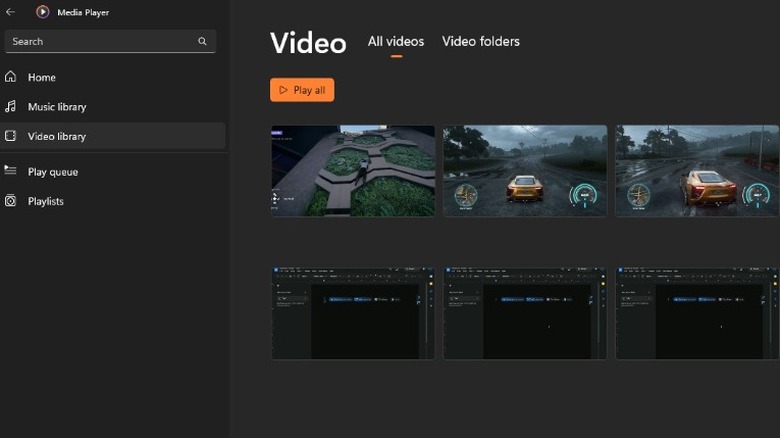 A screenshot of Windows Media Player's video library