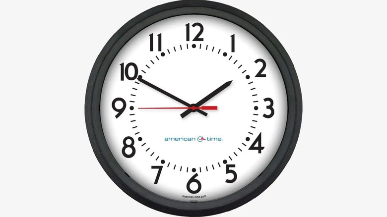 A wall clock against a white background.