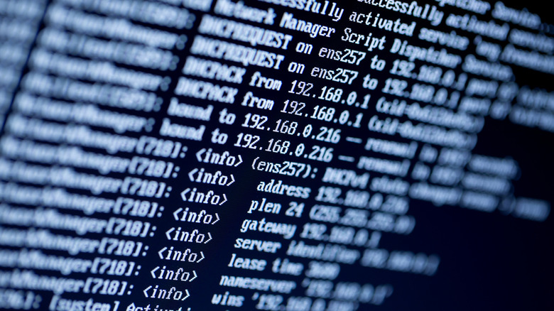 A computer screen showing network data such as IP addresses.