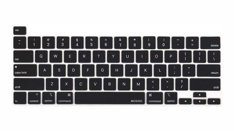 A black Mosiso keyboard cover laid over a plain white background.