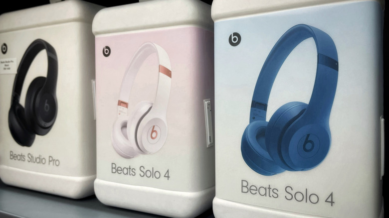 Beats headphones on display on a shelf