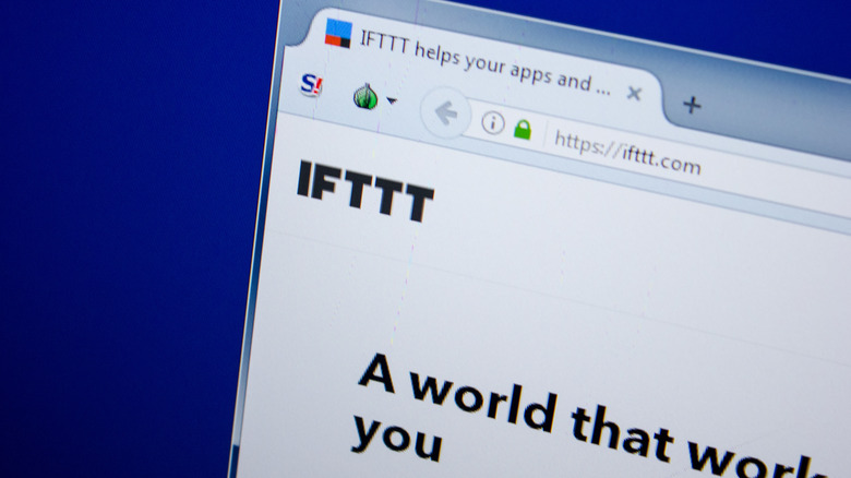 The IFTTT website on a blue background