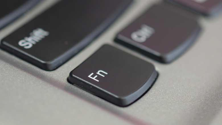Close-up of the Fn key on a keyboard