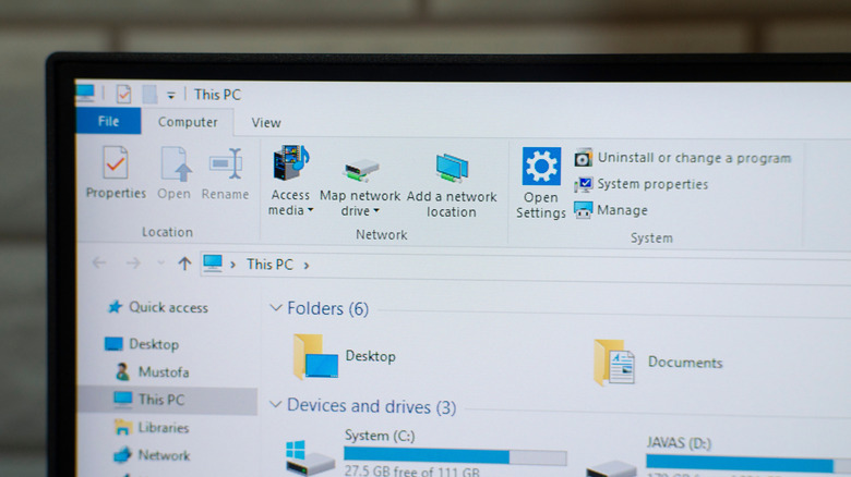 A photo of File Explorer on Windows