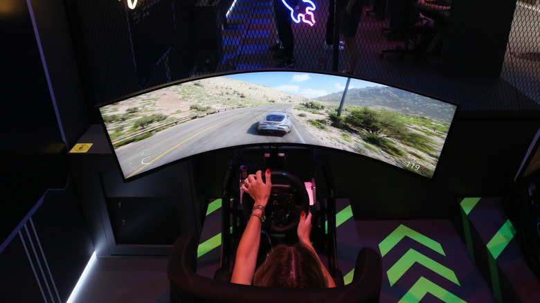Samsung's curved Odyssey Neo monitor showcased at IFA 2024 in Berlin.