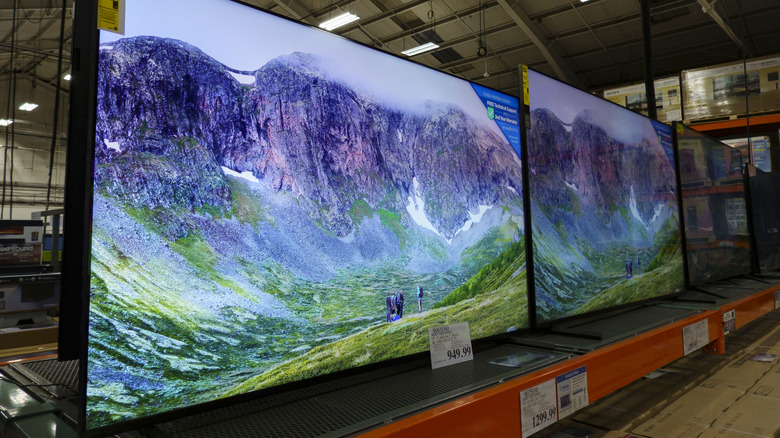 Sony Bravia TVs displayed inside of a Costco Wholesale location.