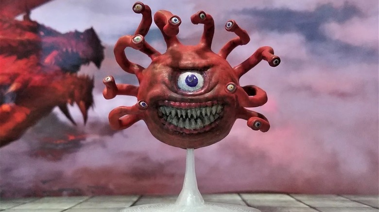 A 3d printed and painted Beholder model from the Dnd Monster Manual