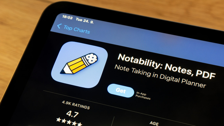Notability app in the App Store on an iPad