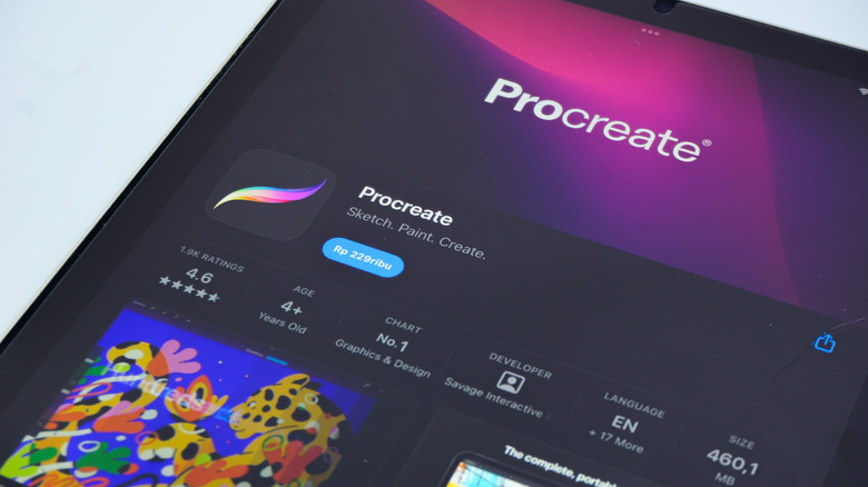 Procreate app in the App Store on an iPad