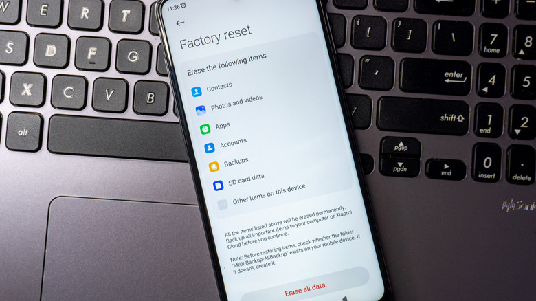 Factory reset on an Android phone