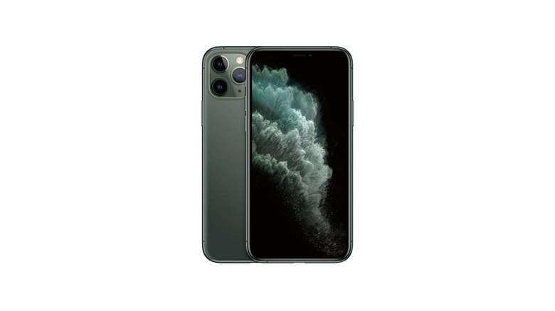 An iPhone 11 Pro in Midnight Green; A dark, desaturated, and olive-like green