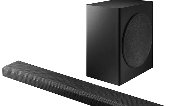 A soundbar with the subwoofer