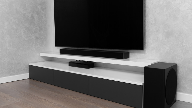 A Samsung soundbar with Dolby Atmos support