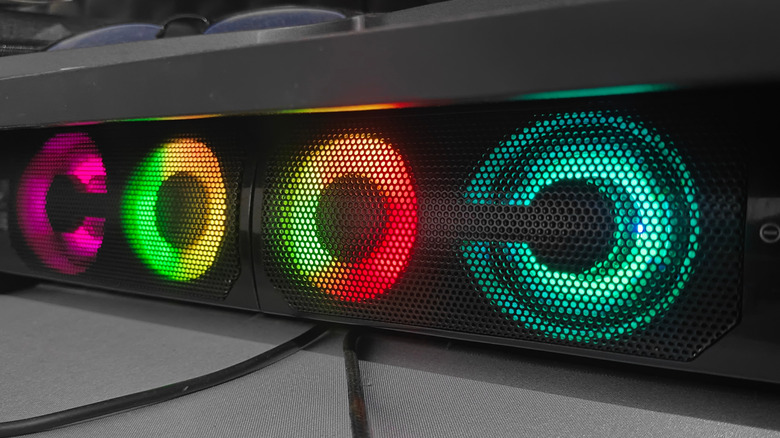 A multicolored soundbar