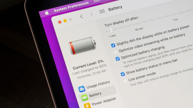 Battery menu in MacOS