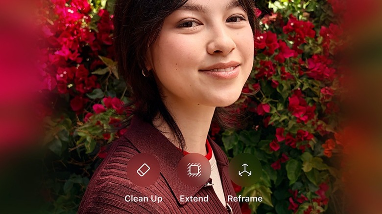 A photo of a woman with iOS 27 new editing tools features highlighted