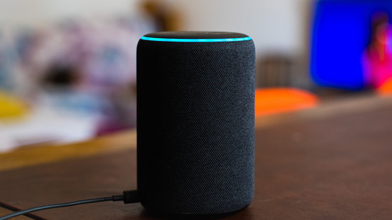 Amazon Alexa smart assistant device connected at home on table