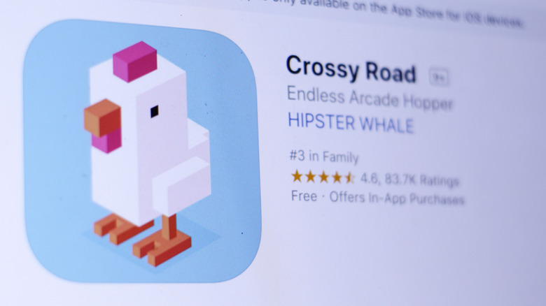 The Crossy Road store page, open on a laptop