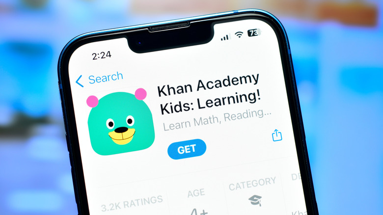 The Khan Academy Kids app, open on an iPhone