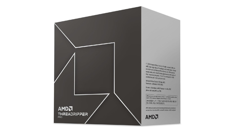 A boxed AMD Ryzen Threadripper PRO CPU