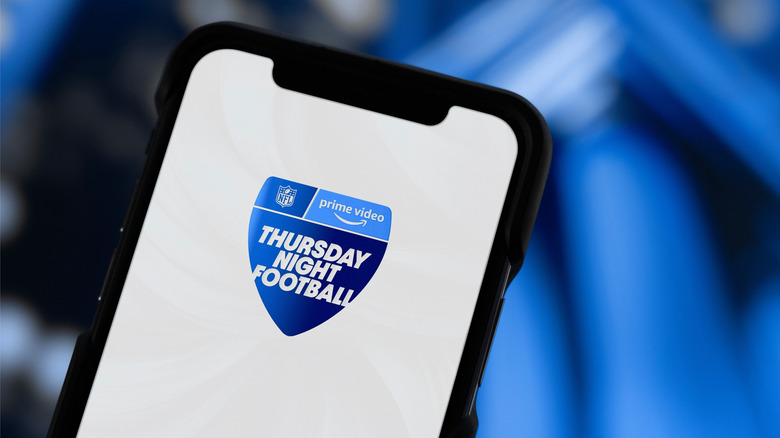 A smartphone showing Thursday Night Football on Prime Video
