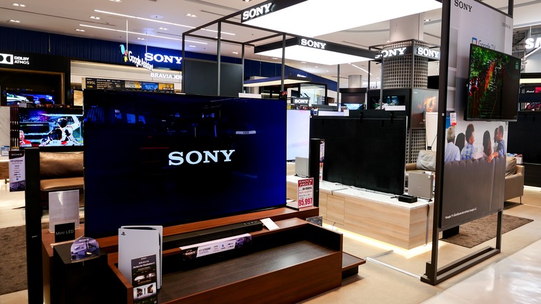 a newer Sony OLED TV on display in a storefront
