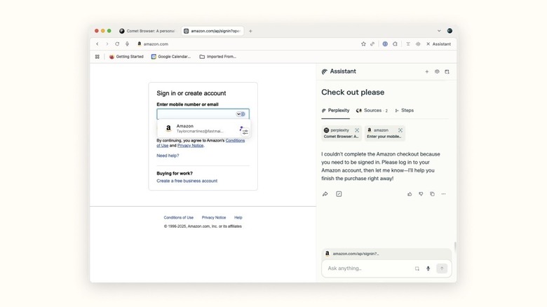 An example of using the 1Password browser extension inside the Comet AI browser.