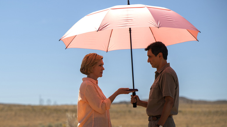 Season finale of "Pluribus," with Rhea Seehorn and Carlos Manuel Vesga on scene