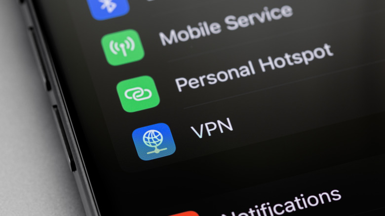 VPN option under iPhone Settings