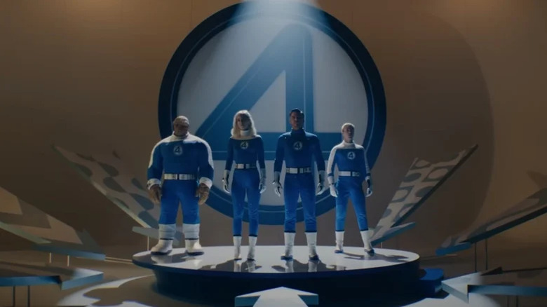 The Fantastic Four in superhero costumes.