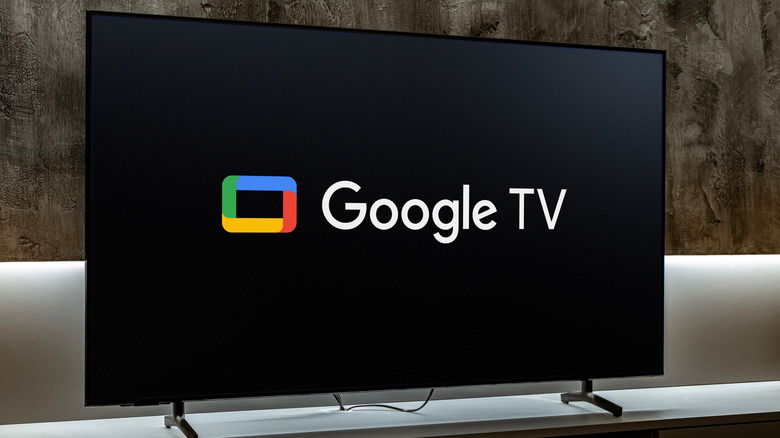 The Google TV logo displayed on a black TV screen.