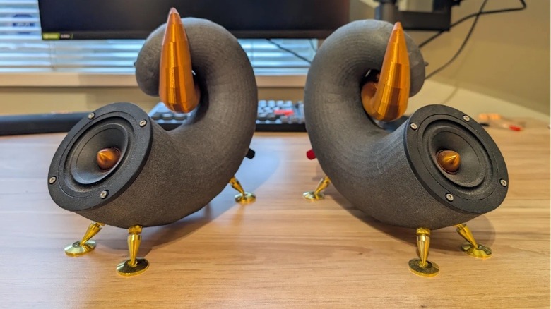 Set of unique spiral 3D-printed speakers