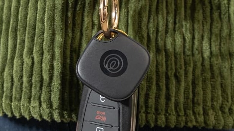 The Tile Slim attached to a key ring.