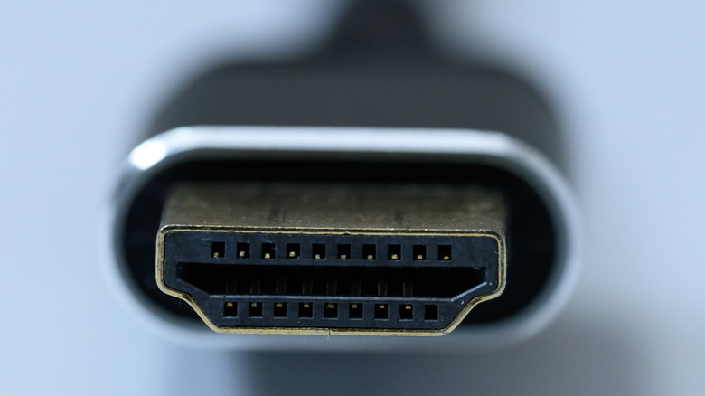 Close-up of an HDMI cable connection