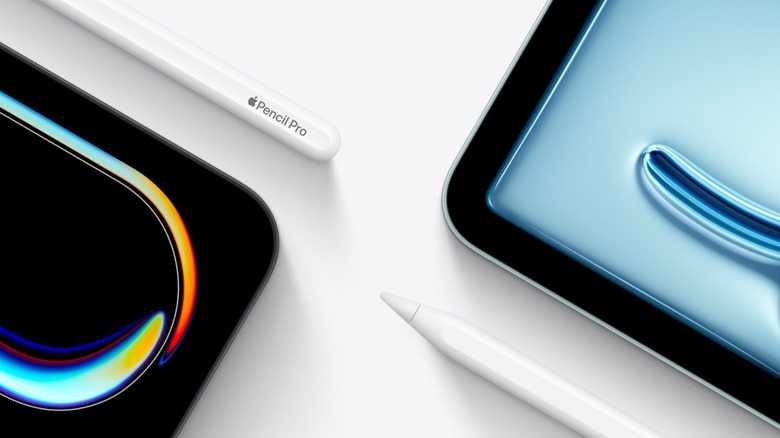 Extreme close up of two iPads with Apple Pencils between them